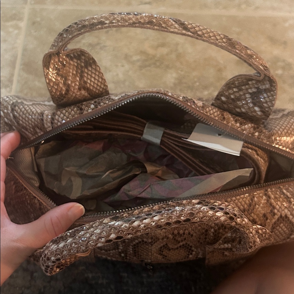 Brown Snakeskin Pattern Handbag - image 2
